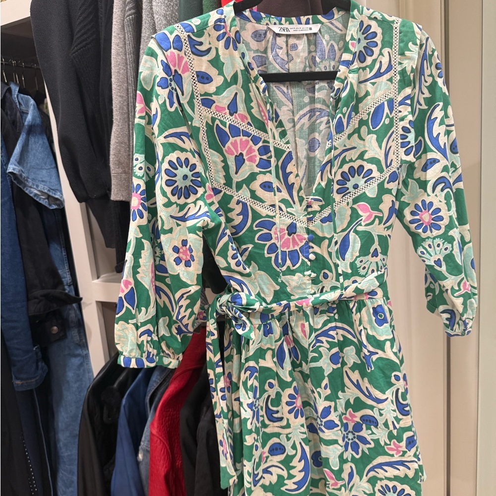 Zara Floral Green Dress